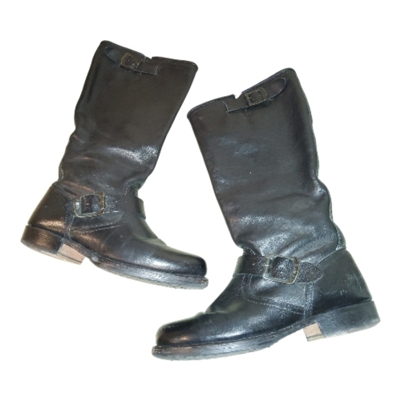 FRYE Veronica Slouch Leather Buckle Black Boots Shoes , Size 8 By Measurement. - Picture 3 of 16